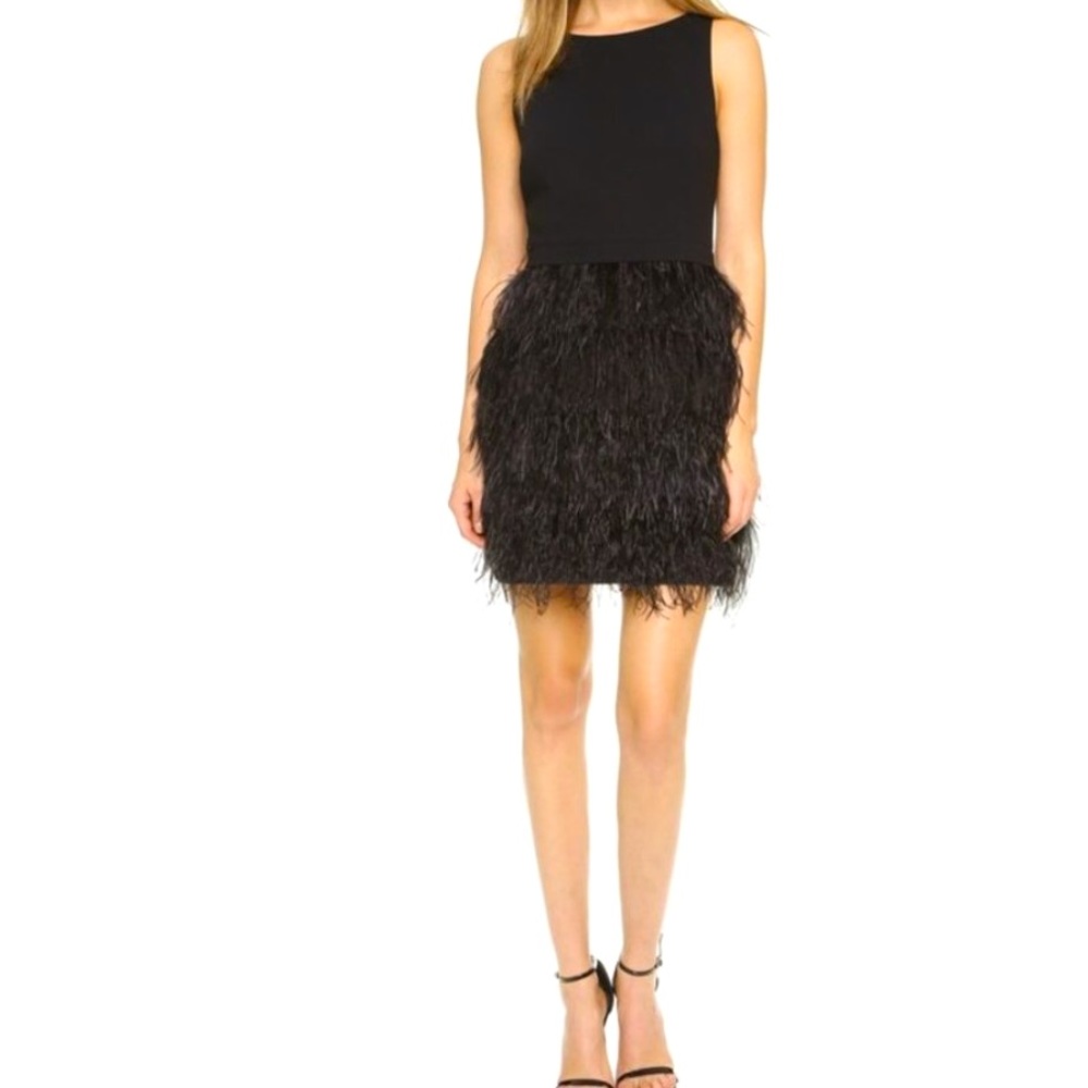 Club Monaco Lenoria Black Feather Dress